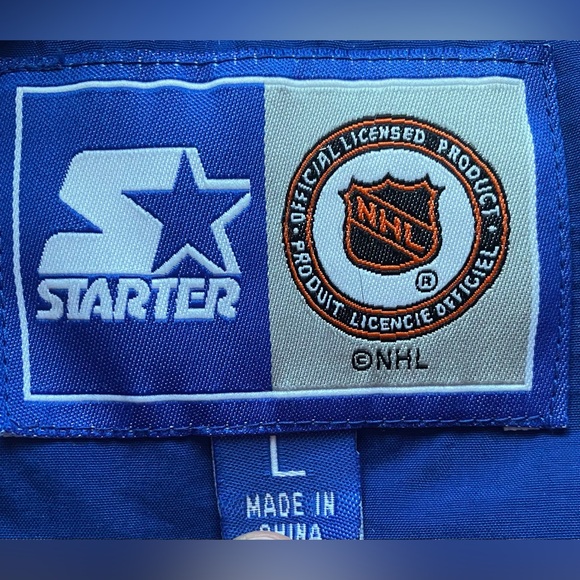 Vintage Starter New York Rangers 1/2 Zip Embroidered Jacket Large Hooded Hood L - Picture 3 of 10